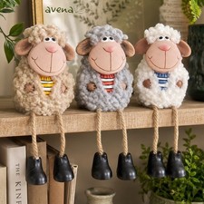3 Pack Sitting Sheep Ornaments Hanging Legs Shelf Sitter Rustic Farmhouse Decor
