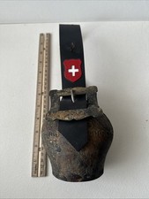 Swiss Brassed Copper Cowbell Leather Strap Handcrafted Alpine 5” Cow Bell