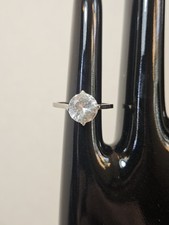 Sterling Silver Cubic Zirconia Solitaire Engagement Ring Size 7