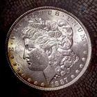 1887 PLAIN Morgan Dollar in Mint State - Luster BU MS Crescent Toner $225 Est.