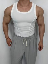 Men's Sports Vest Ribbed Slim Fit Top Men's Vest