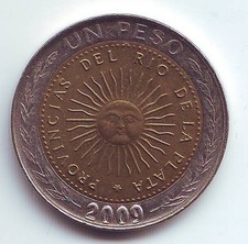 ARGENTINA - 1 Peso 2009 - Bimetallic - 6.4 g &bull;  23 mm