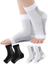 Breathable Short Open-Toe Compression Socks Plantar Fasciitis Ankle Arch Support