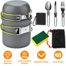 8Pcs Camping Cooking Ware Set Camping Stove Cookware Set Aluminum Pot Foldable