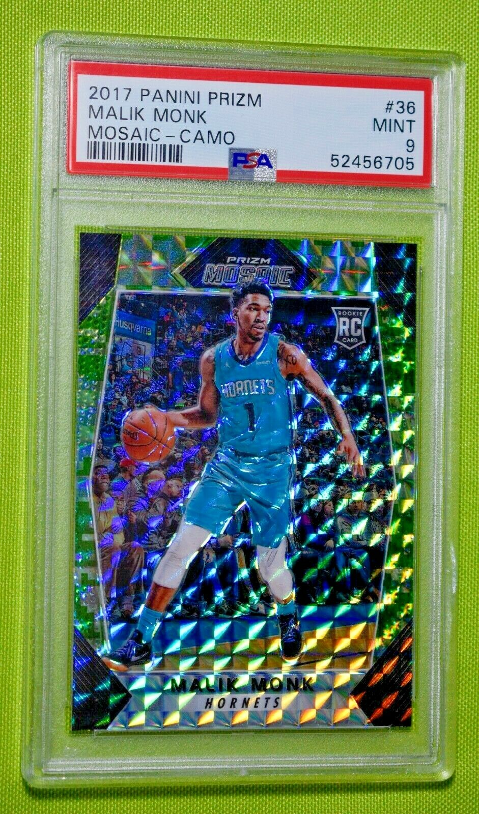 2017 Panini Prizm #36 MALIK MONK RC Camo Mosaic /25 Rookie PSA 9 🏦 POP 4 LAKERS