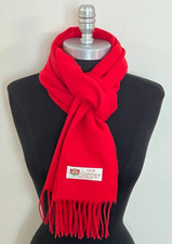 100% CASHMERE SCARF SOLID DESIGN COLOR RED Made in England SUPER SOFT