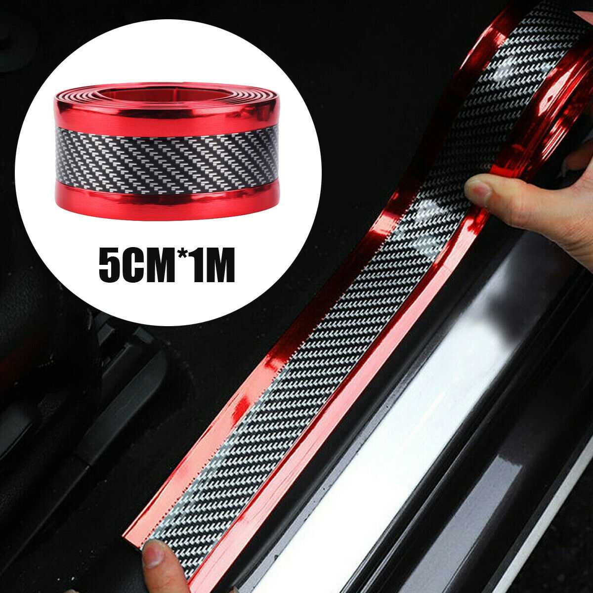 2M Carbon Fiber Car Door Plate Sill Anti Scratch Sticker Scuff Cover Accessories