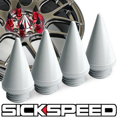 4 PC WHITE SPIKES FOR SICKSPEED ALUMINUM EXTENDED TUNER LUG NUTS P1