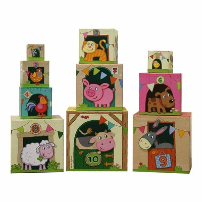 Haba Stack Cube Animal On The Farm Educational Toys For Kids Ha5879 135mm