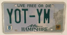 Vanity YOT YM license plate Good Work Yeet Throw Yum NH