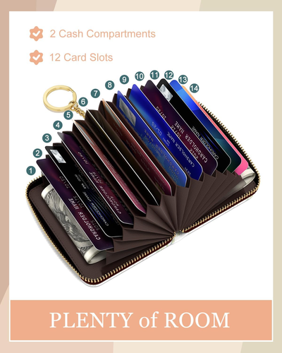 Credit Card Holder, Small RFID Card Wallet for Women, Slim Keychain Card Holder - Picture 3 of 12