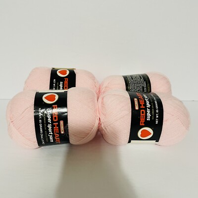 4 Skeins Coats & Clark Red Heart pink Super Sport Yarn 3oz each