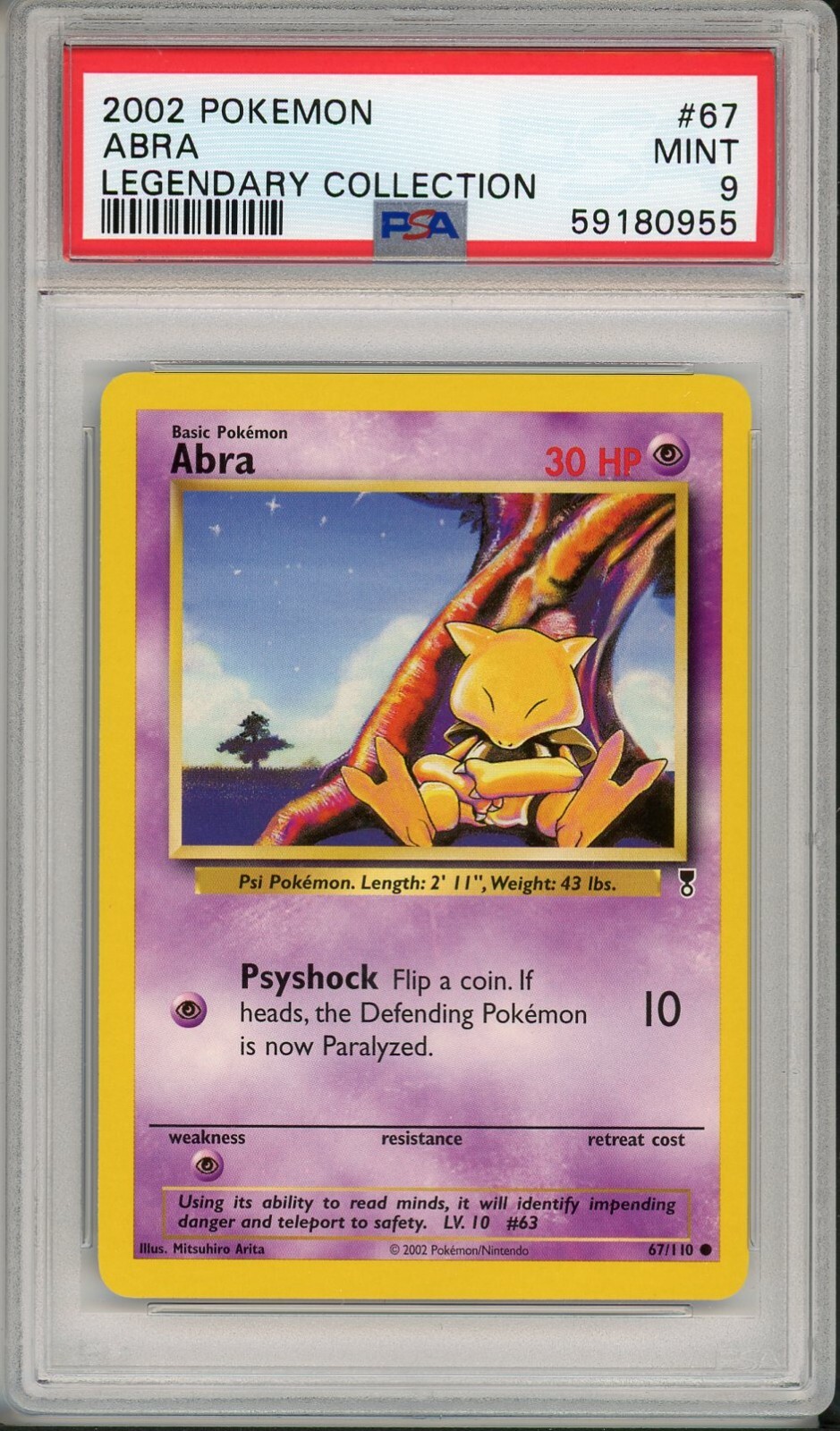 2002 Pokemon Legendary Collection Abra #67 PSA 9