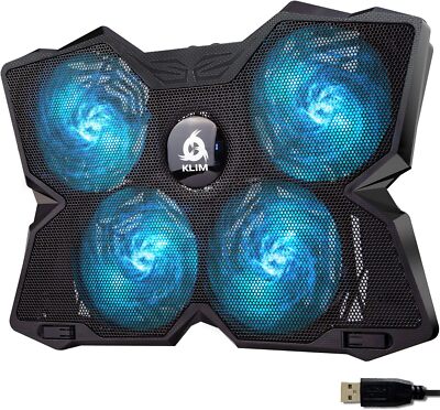 KLIM Wind Laptop Kühler Ständer Leistungsstark 4 Lüfter Notebook PS5 Laptop Blau