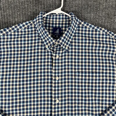 Johnnie-O Shirt Mens 2XL XXL Blue Plaid Long Sleeve Button Down Casual Comfort