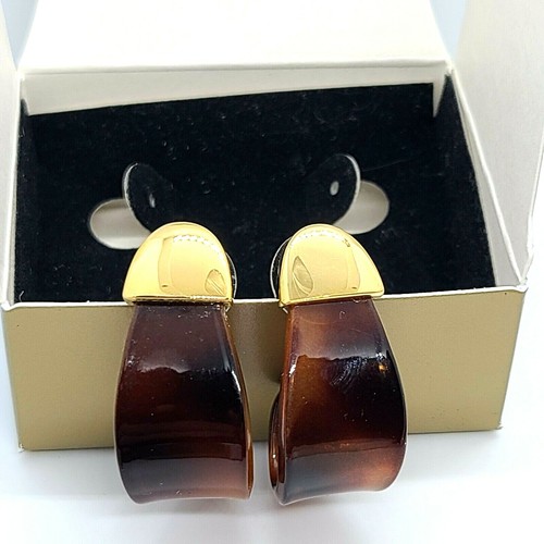 Avon 1997 Tortoise Style J Creolen Ohrringe Chirurgenstahl Pfosten - Bild 1 von 7