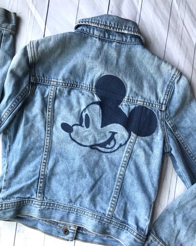 Gap Kids Medium 8 9 Year Medium Disney Denim Jean Jacket Mickey Mouse Distressed - Picture 10 of 12