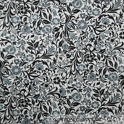 BonEful Fabric FQ Cotton Quilt Black White Gray Paisley Calico Leaf Flower Retro