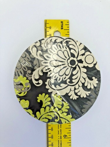 Vera Bradley Baroque Pattern Chartreuse White Black Disposable Coasters 8pc New - Picture 2 of 3