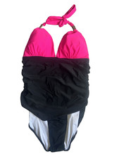 womans 1-piece tummy coverage Swimsuit swimwear black/pink plus size XXL NWOT'S