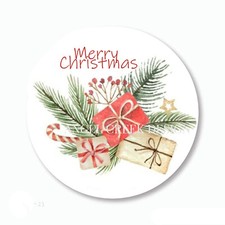 30 Christmas Stickers Pine Bough Merry Christmas Scrapbook Stickers Seals