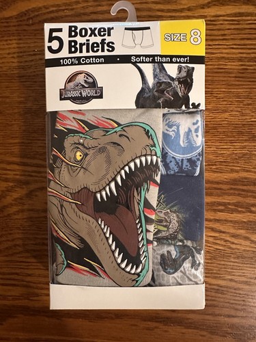 JURASSIC WORLD Boys Boxer Briefs 5 Pack - Size 8 100% Cotton. NWT - Picture 2 of 8