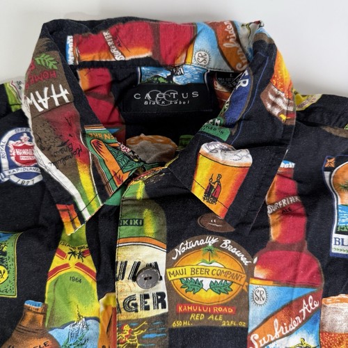 Cactus Black Label Men Large Hawaiian Beer Shirt-Phenomenal BEER MADE IN HAWAII - Picture 3 of 3