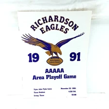 1991 Texas High School Football Program Richardson Eagles TJT Lions Playoff