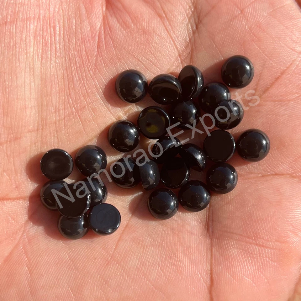 Natural Black Onyx Round 3x3 mm to 20x20 mm Cabochon Loose Gemstone Lot - Image 2 of 4