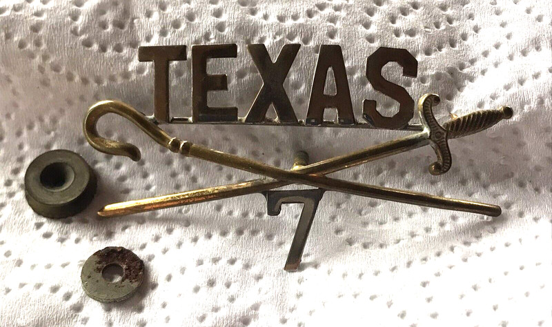 Vintage International Order of Odd Fellows Texas #7 Sword and Crook Hat Badge