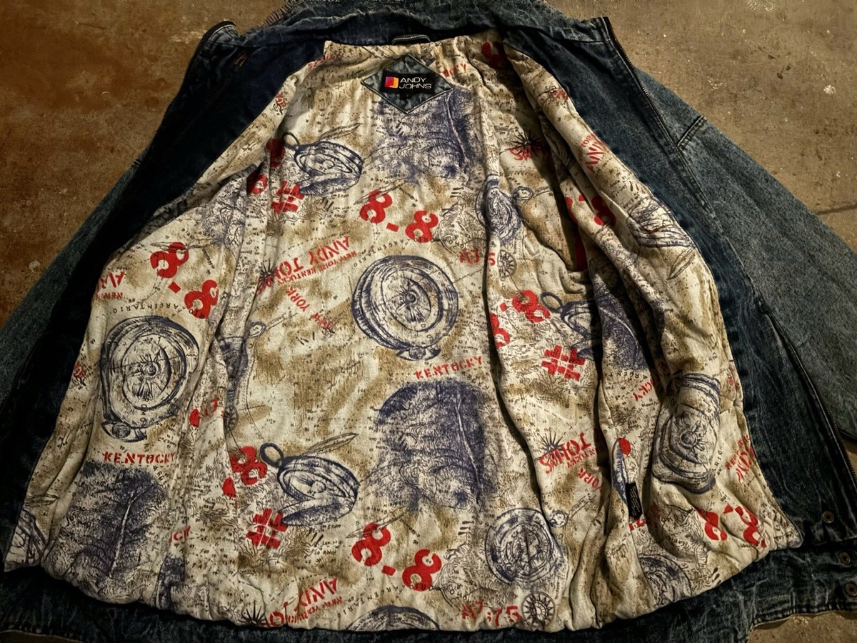90’s ANDY JOHNSデニムコート(S)『USA製』 Andy Johns Denim Jean Jacket Coat Vtg. 90s Genuine Leather