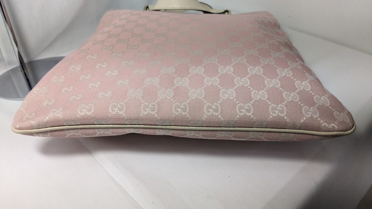 GUCCI Tote Bag Handbag Canvas Pink GG Canvas Handle 272347