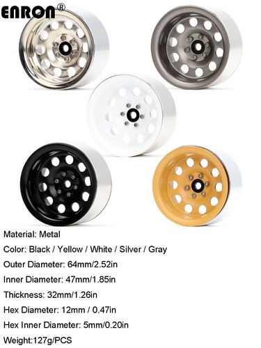 Metal 2.2" Beadlock Wheel Rim Tires For RC 1/10 Axial SCX10 II RR10 Wraith TRX4 - Picture 8 of 48