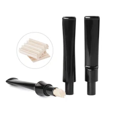 3pcs Plastic Pipe Mouthpiece Straight Tobacco Pipe Taper Stem 9mm Wood Filter