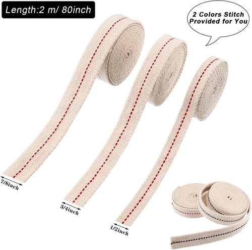 6 Rolls Flat Cotton Wick 1/2 Inch Oil Lantern 3/4 Inch Stitch Oil Lamp 7/8 Inch - Picture 2 of 7