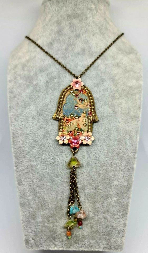 Precioso collar de metal Hamsa de Michal Negrin esmalte trabajo #7766# Foto 2 de 4