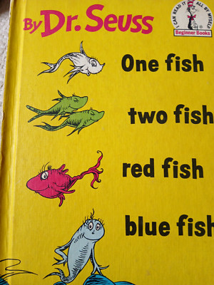 Vintage 1960 One Fish, Two Fish, Red Fish, Blue Fish by Dr. Seuss Hardback Book