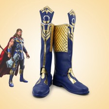 Thor 4 Love And Thunder Cosplay Thor Blue Long Boots Halloween Outfit Shoes Prop