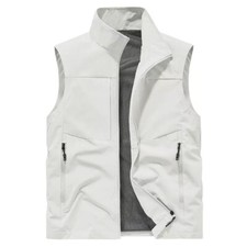 Men Waistcoat Gilet Tank Tops Outdoor Jacket Coat Zip Multi Pocket Casual Soft