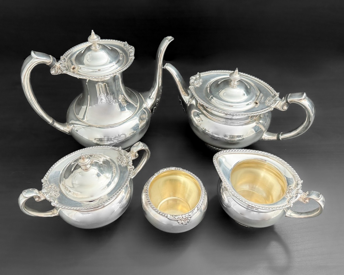 Community Georgian Silver Plate Vtg Coffee Tea Service 5 Piece Set