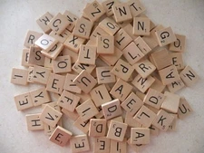 100 Genuine Scrabble Wood Letter Tiles From Vintage/Older Board Games