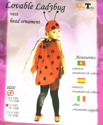 KARNEVAL HALLOWEEN KLEID KÄFER LADYBIRD LADYBUG GR. 7/9 JAHRE 120/130 CM