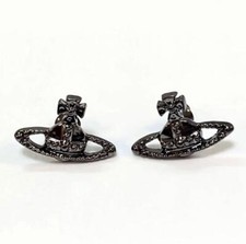Vivienne Westwood Earrings Pierce Orb Gunmetal 1.7cm w/drawstring EJ145