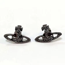 Vivienne Westwood Earrings Pierce Orb Gunmetal 1.7cm w/drawstring [EJ145