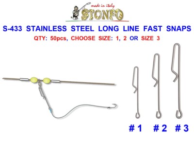 50 STONFO: LANGSCHNURCLIPS: MEERESANGELN LANGSCHNUR HAKEN RIG LINK LANGSCHNUR CLIPS