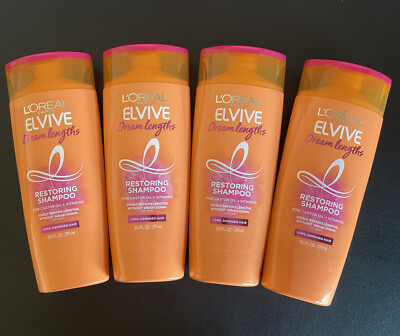 4x L'Oreal Elvive Dream Lengths Restoring Shampoo Long Damaged Hair 12.6oz