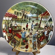 Effetti d’Arte Market Scene Dinner Plate, Made In Italy, 11", Brunelli Design