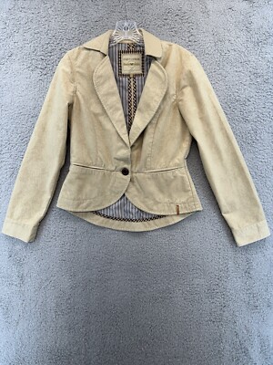 Chevignon Girl Women s Beige Floral Print  Button Front Jacket Size Small