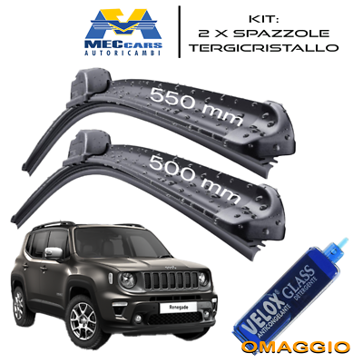 Tergicristalli Anteriori Per Renegade 2014-2023, 2 Pezzi, In Gomma, Neri, Installazione Facile, Resistenti A -40°C/+70°C
