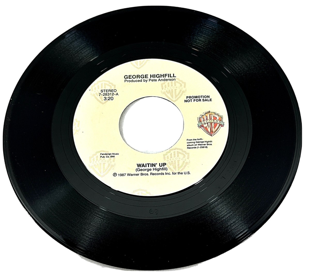 Rare 45 RPM Promo George Highfill Waitin' Up 1987 Warner